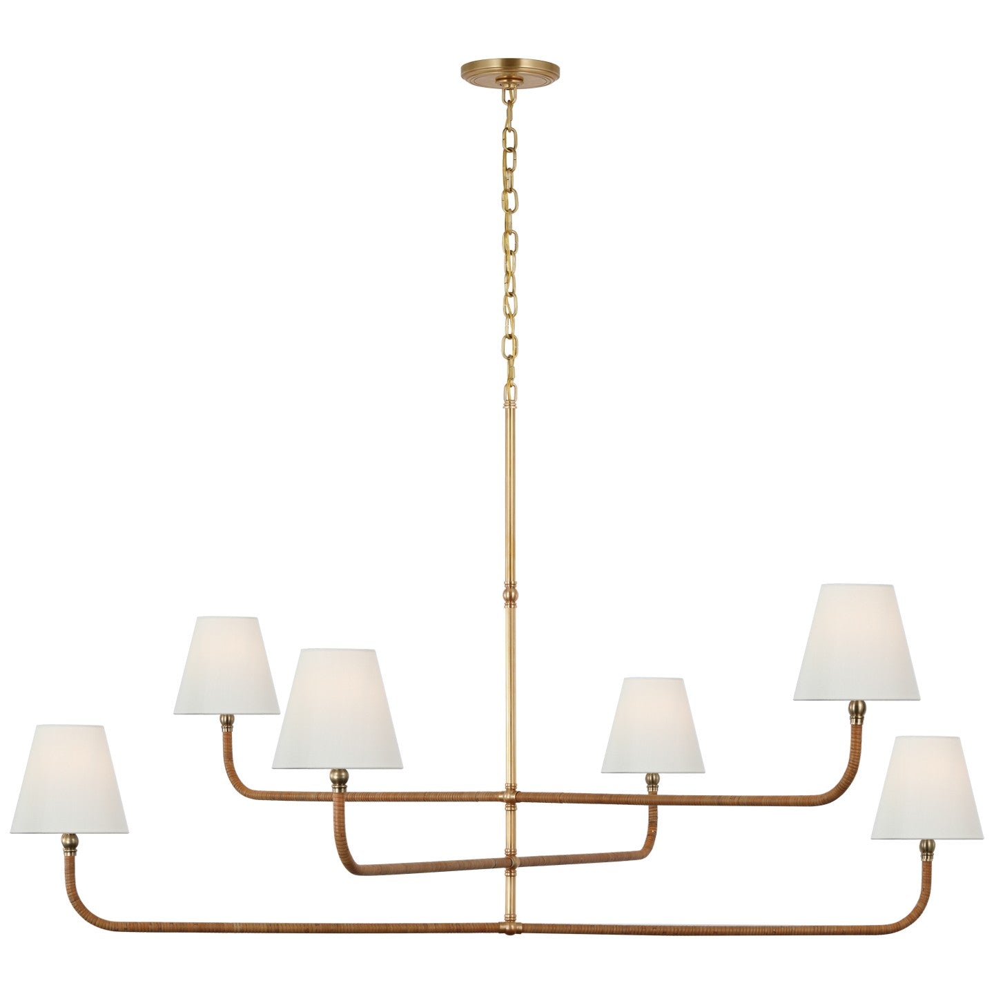 Visual Comfort Signature Canada - CHC 5084AB/NRT-L - LED Chandelier - Basden - Antique-Burnished Brass and Natural Rattan
