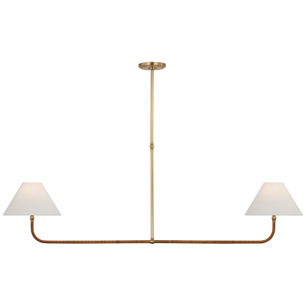 Visual Comfort Signature Canada - CHC 5087AB/NRT-L - LED Linear Chandelier - Basden - Antique-Burnished Brass and Natural Rattan