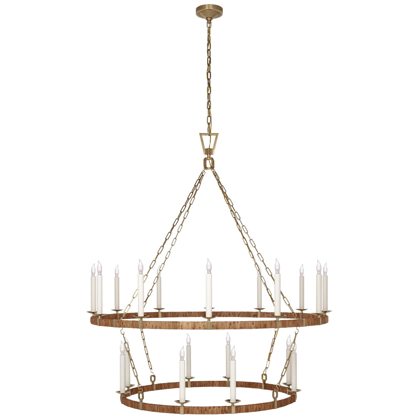 Visual Comfort Signature Canada - CHC 5882AB/NRT - LED Chandelier - Darlana Wrapped - Antique-Burnished Brass and Natural Rattan