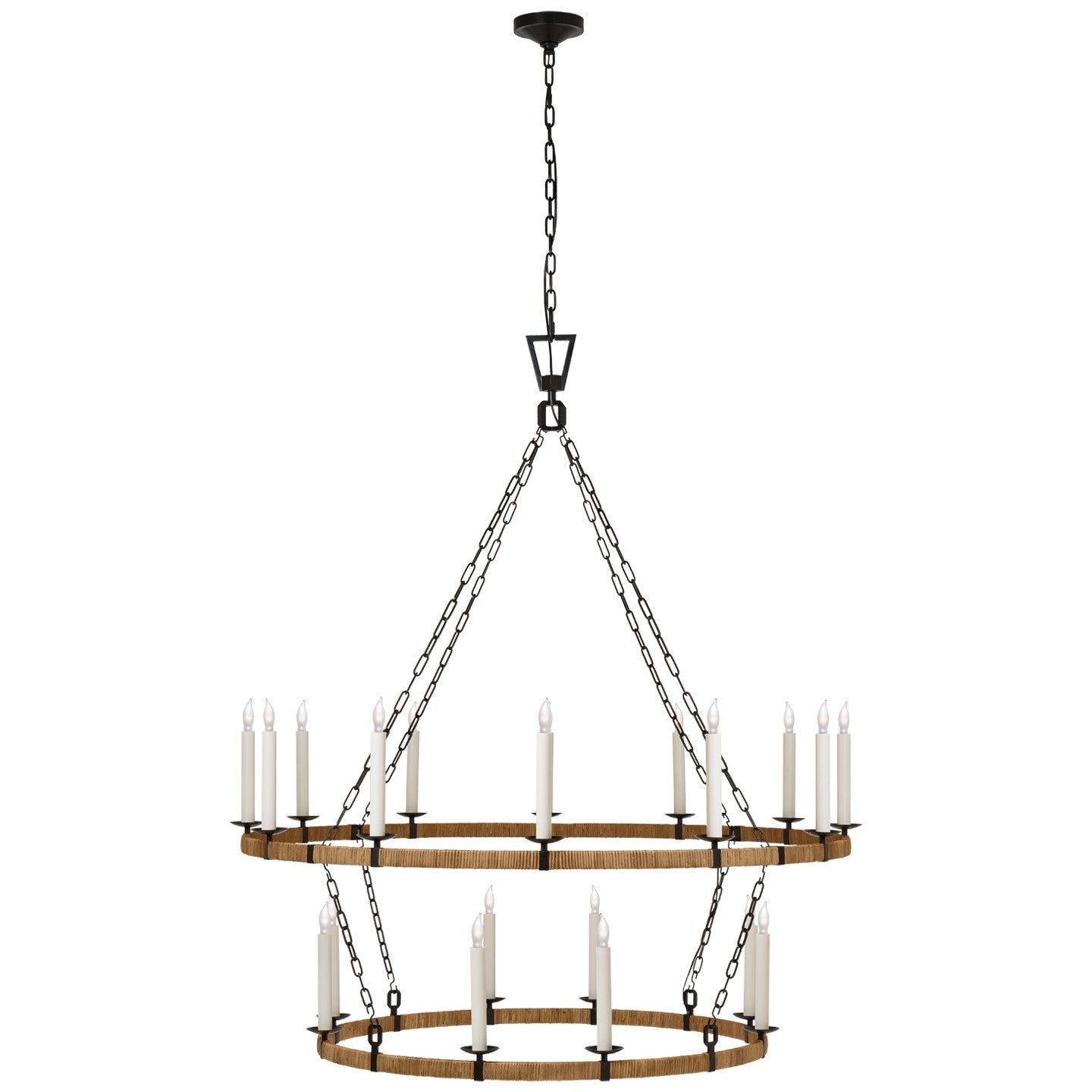 Visual Comfort Signature Canada - CHC 5882AI/NRT - LED Chandelier - Darlana Wrapped - Aged Iron and Natural Rattan