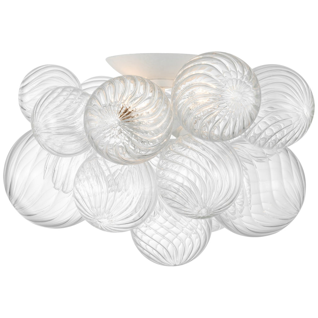 Visual Comfort Signature Canada - JN 4112PW/CG - LED Flush Mount - Talia - Plaster White and Clear Swirled Glass