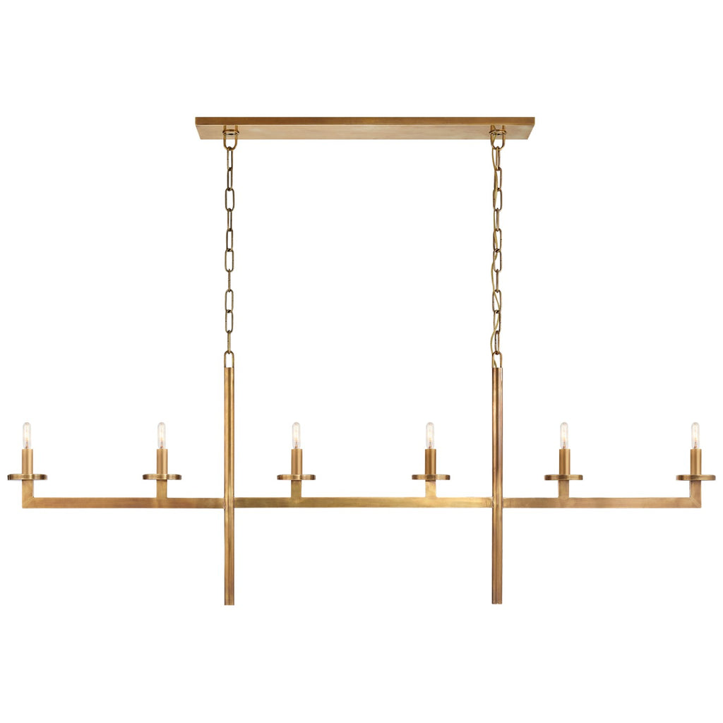 Visual Comfort Signature Canada - KW 5203AB - Six Light Linear Chandelier - Liaison - Antique-Burnished Brass