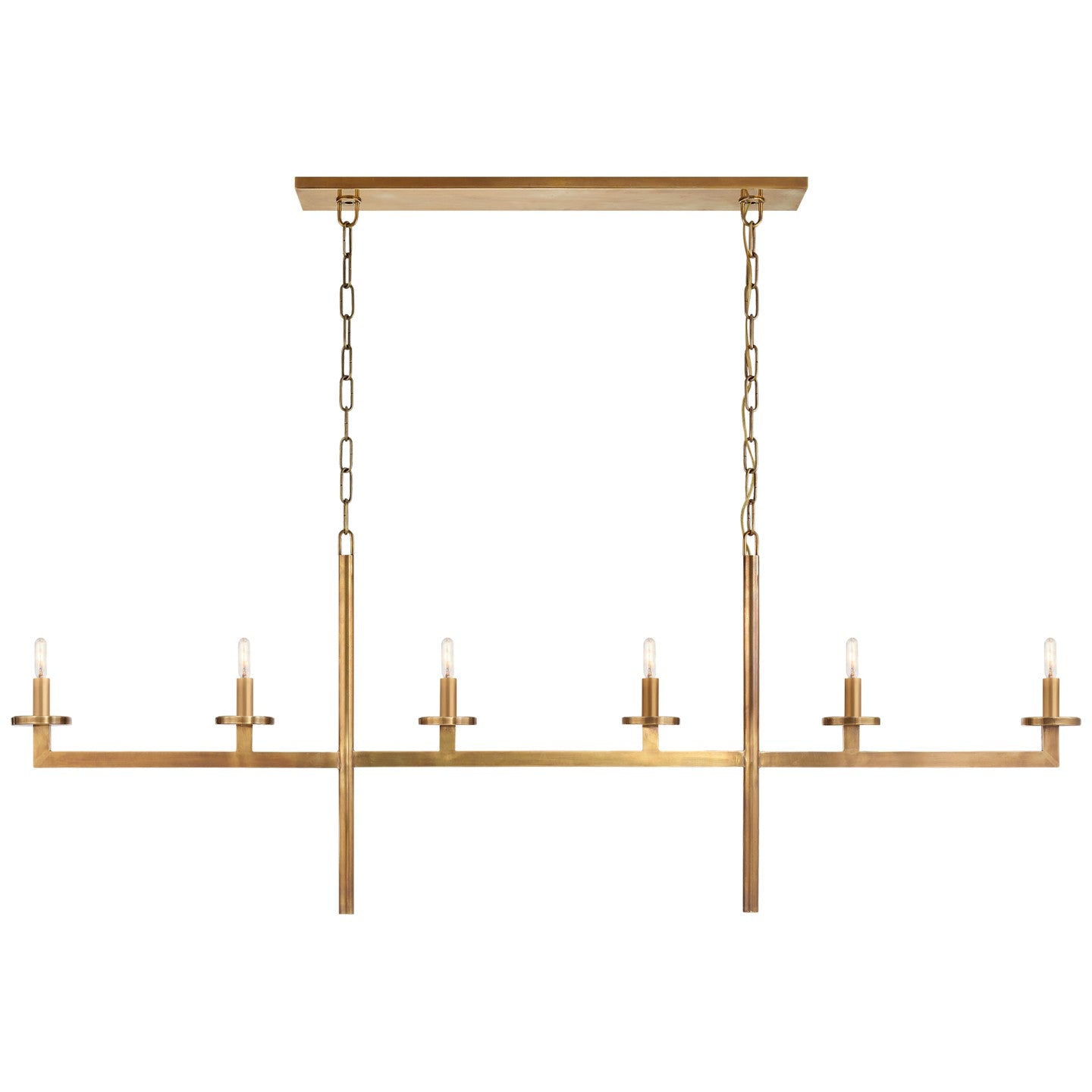 Visual Comfort Signature Canada - KW 5203AB - Six Light Linear Chandelier - Liaison - Antique-Burnished Brass
