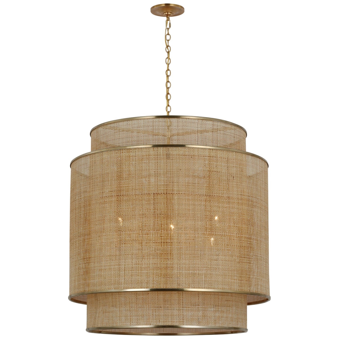 Visual Comfort Signature Canada - MF 5025SB/NRT - LED Pendant - Linley - Soft Brass and Natural Rattan Caning