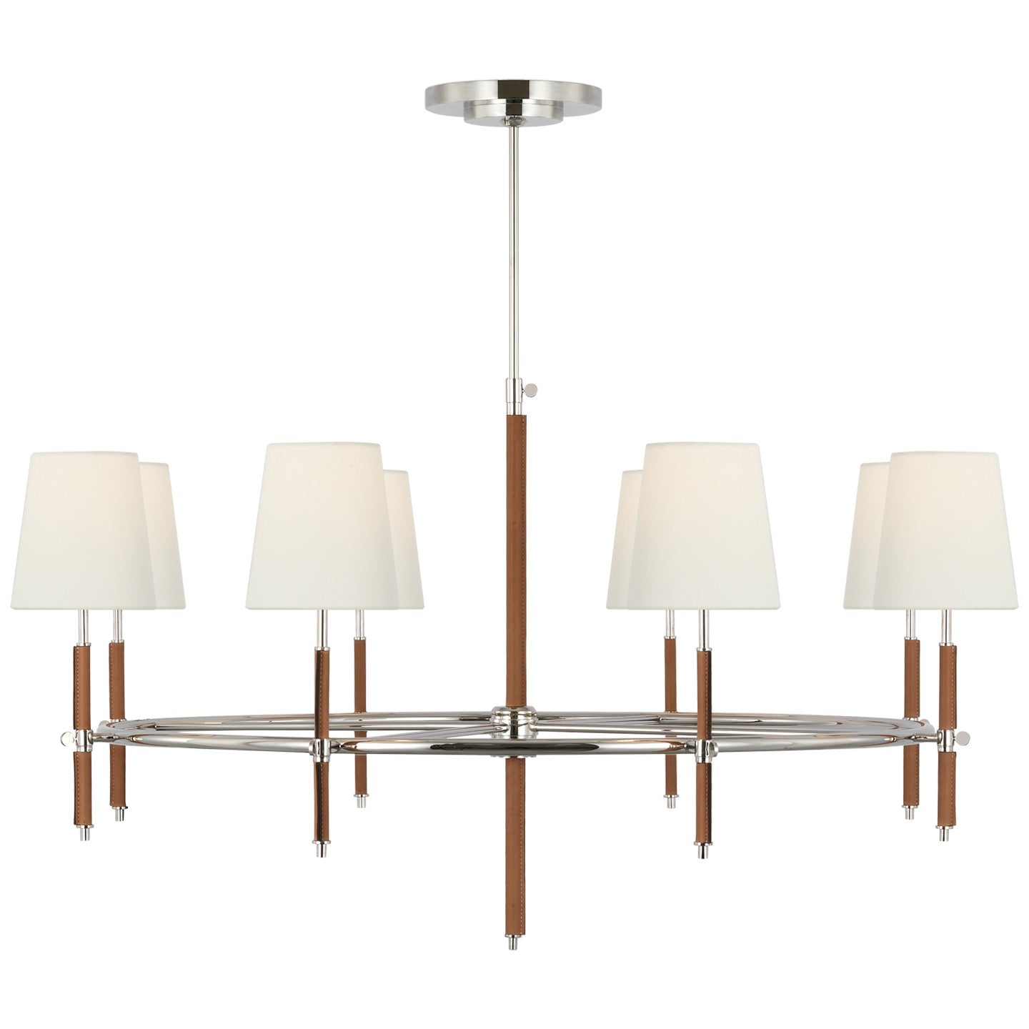 Visual Comfort Signature Canada - TOB 5588PN/NAT-L - LED Chandelier - Bryant Wrapped - Polished Nickel and Natural Leather