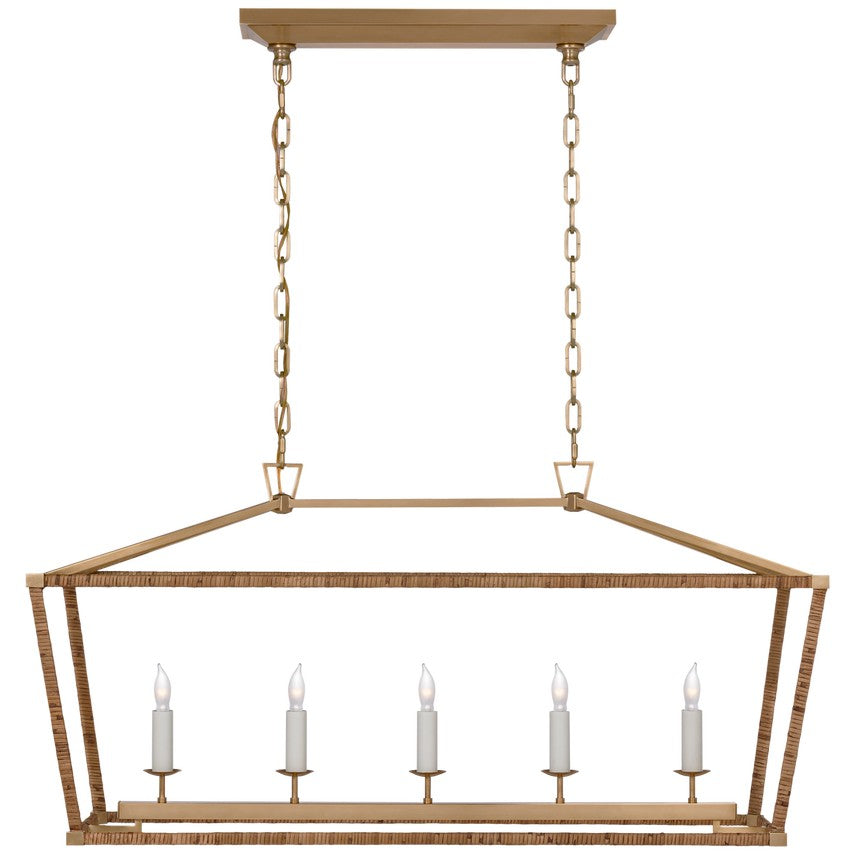 Visual Comfort Signature Canada - CHC 5765PN/NRT - LED Linear Lantern - Darlana Wrapped - Polished Nickel and Natural Rattan