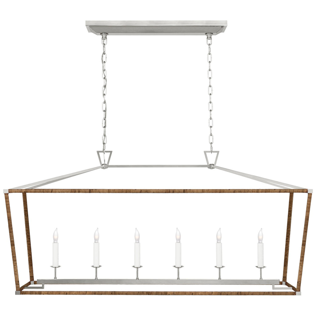 Visual Comfort Signature Canada - CHC 5766PN/NRT - LED Linear Lantern - Darlana Wrapped - Polished Nickel and Natural Rattan