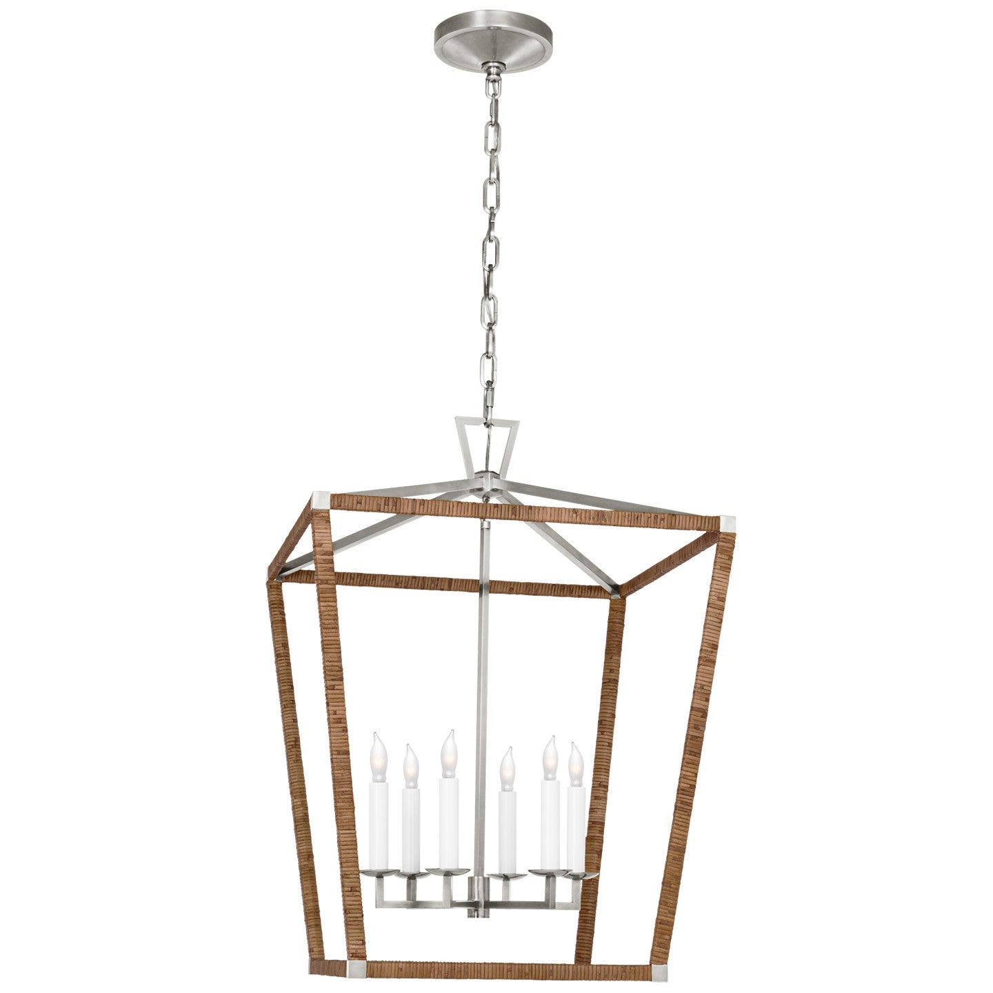 Visual Comfort Signature Canada - CHC 5879PN/NRT - LED Lantern - Darlana Wrapped - Polished Nickel and Natural Rattan