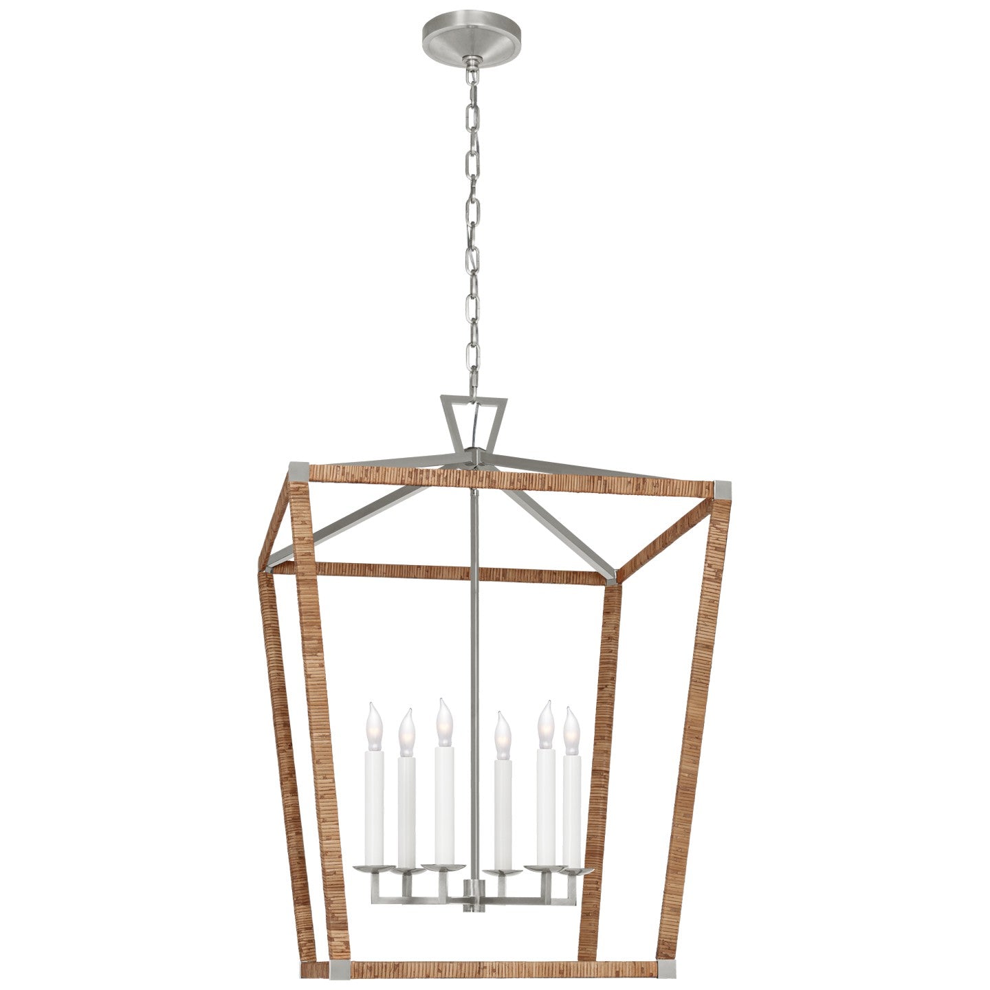 Visual Comfort Signature Canada - CHC 5881PN/NRT - LED Lantern - Darlana Wrapped - Polished Nickel and Natural Rattan