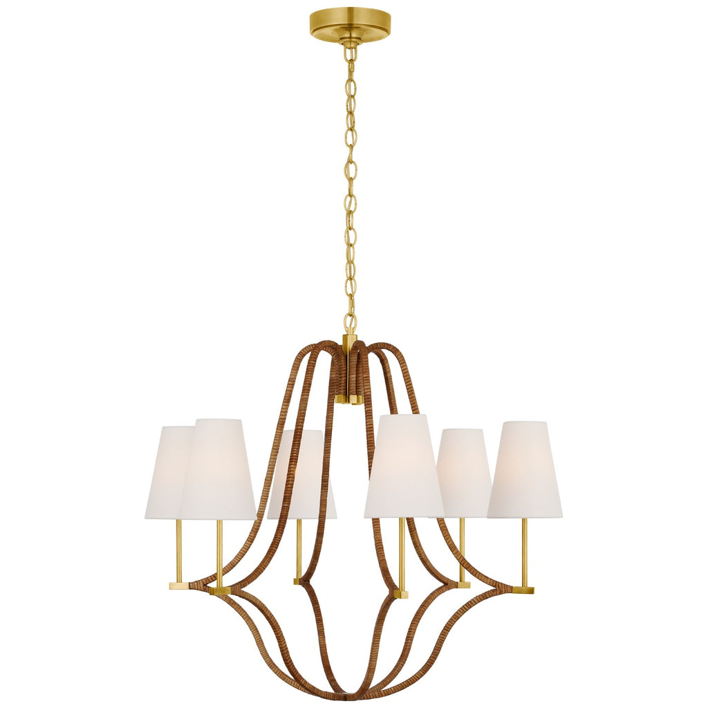 Visual Comfort Signature Canada - CHC 5581AB/NRT-L - LED Chandelier - Biscayne - Antique-Burnished Brass and Natural Rattan