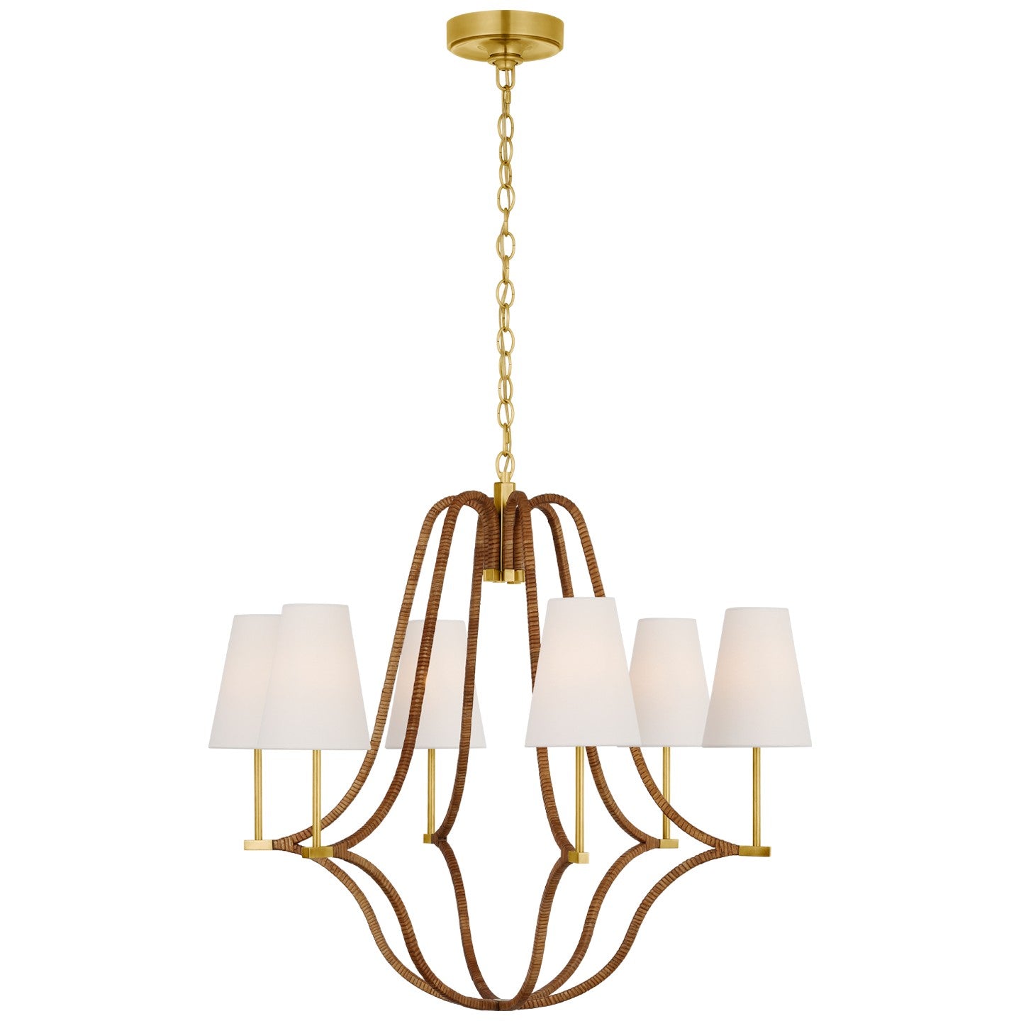 Visual Comfort Signature Canada - CHC 5581AB/NRT-L - LED Chandelier - Biscayne - Antique-Burnished Brass and Natural Rattan