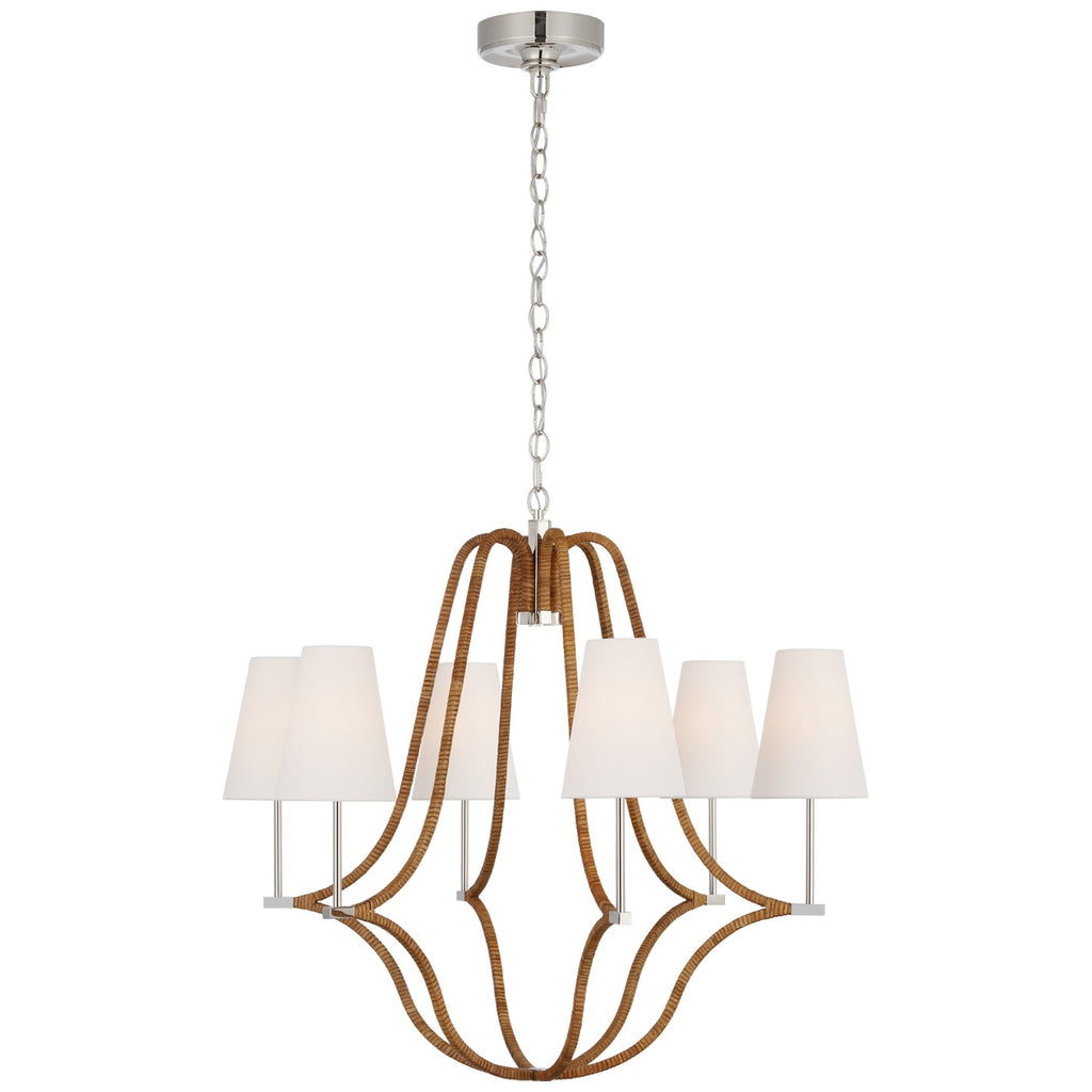 Visual Comfort Signature Canada - CHC 5581PN/NRT-L - LED Chandelier - Biscayne - Polished Nickel and Natural Rattan