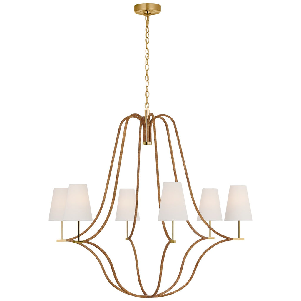 Visual Comfort Signature Canada - CHC 5583AB/NRT-L - LED Chandelier - Biscayne - Antique-Burnished Brass and Natural Rattan