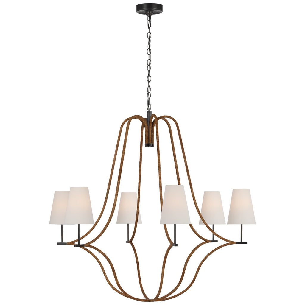 Visual Comfort Signature Canada - CHC 5583BZ/NRT-L - LED Chandelier - Biscayne - Bronze and Natural Rattan