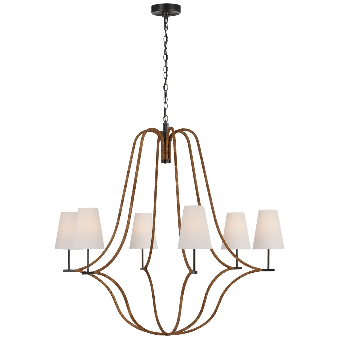 Visual Comfort Signature Canada - CHC 5583BZ/NRT-L - LED Chandelier - Biscayne - Bronze and Natural Rattan
