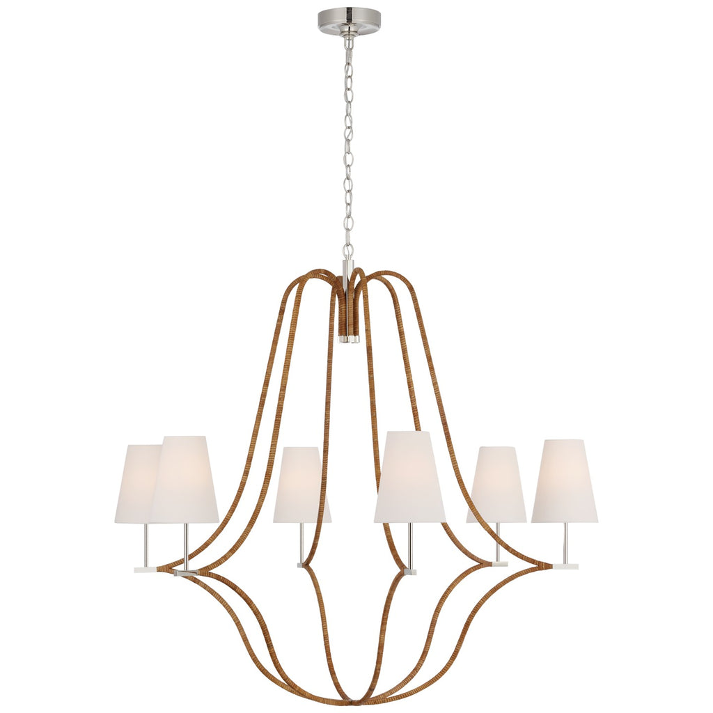 Visual Comfort Signature Canada - CHC 5583PN/NRT-L - LED Chandelier - Biscayne - Polished Nickel and Natural Rattan