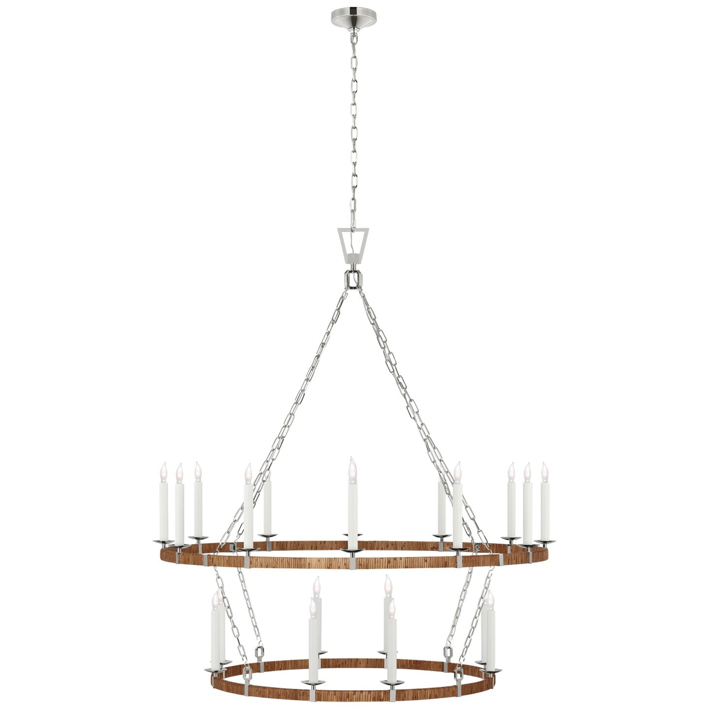 Visual Comfort Signature Canada - CHC 5882PN/NRT - LED Chandelier - Darlana Wrapped - Polished Nickel and Natural Rattan