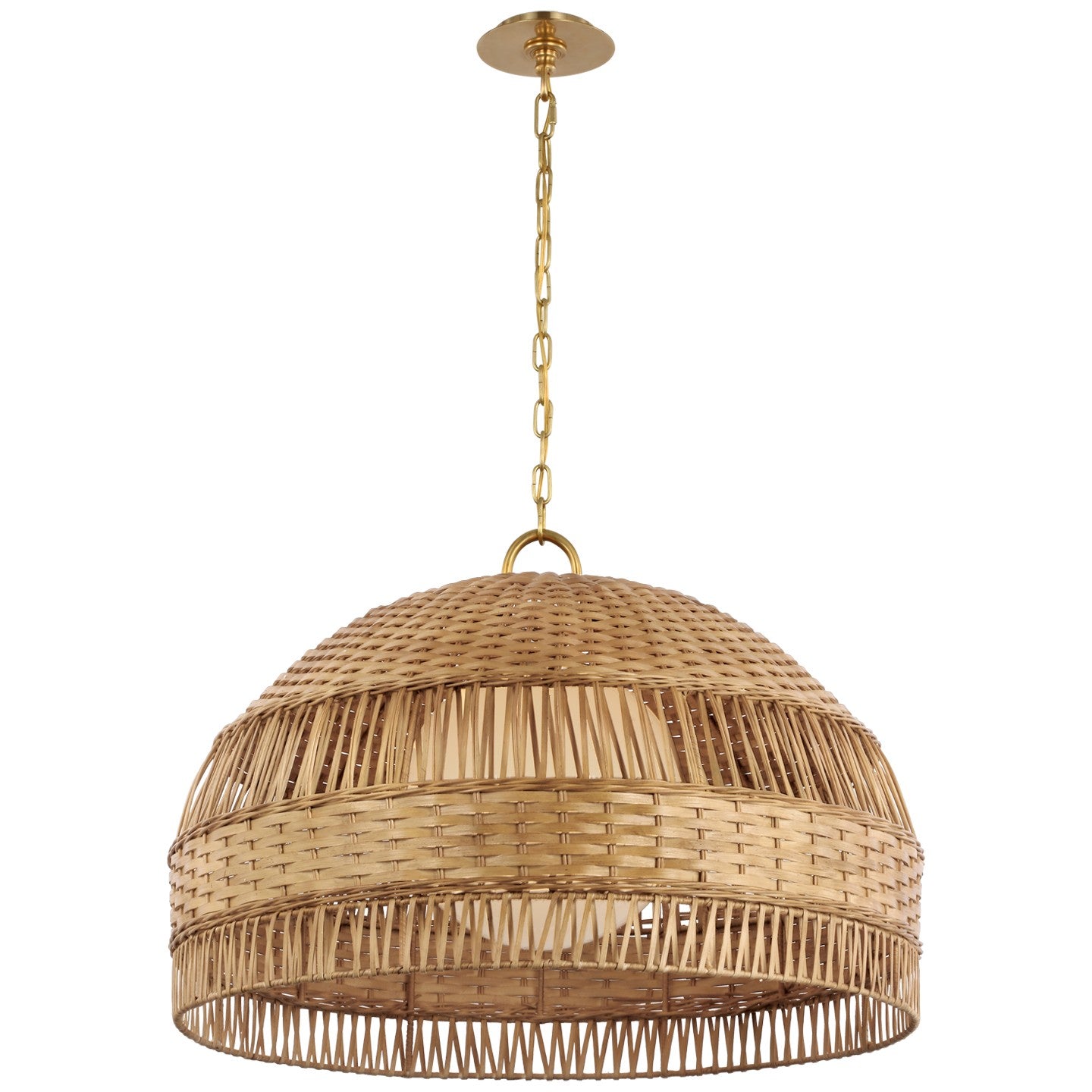 Visual Comfort Signature Canada - MF 5052SB/NTW - LED Pendant - Whit - Soft Brass and Natural Wicker