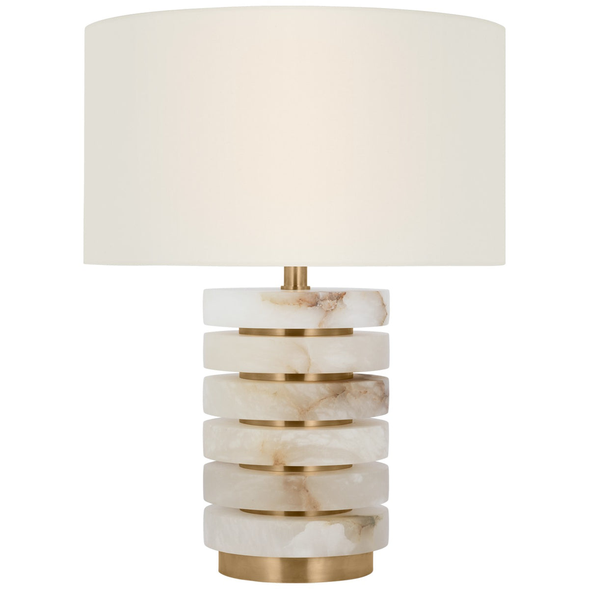 Visual Comfort Signature Canada - WS 3900ALB/HAB-L - LED Table Lamp - Diski - Alabaster and Hand-Rubbed Antique Brass