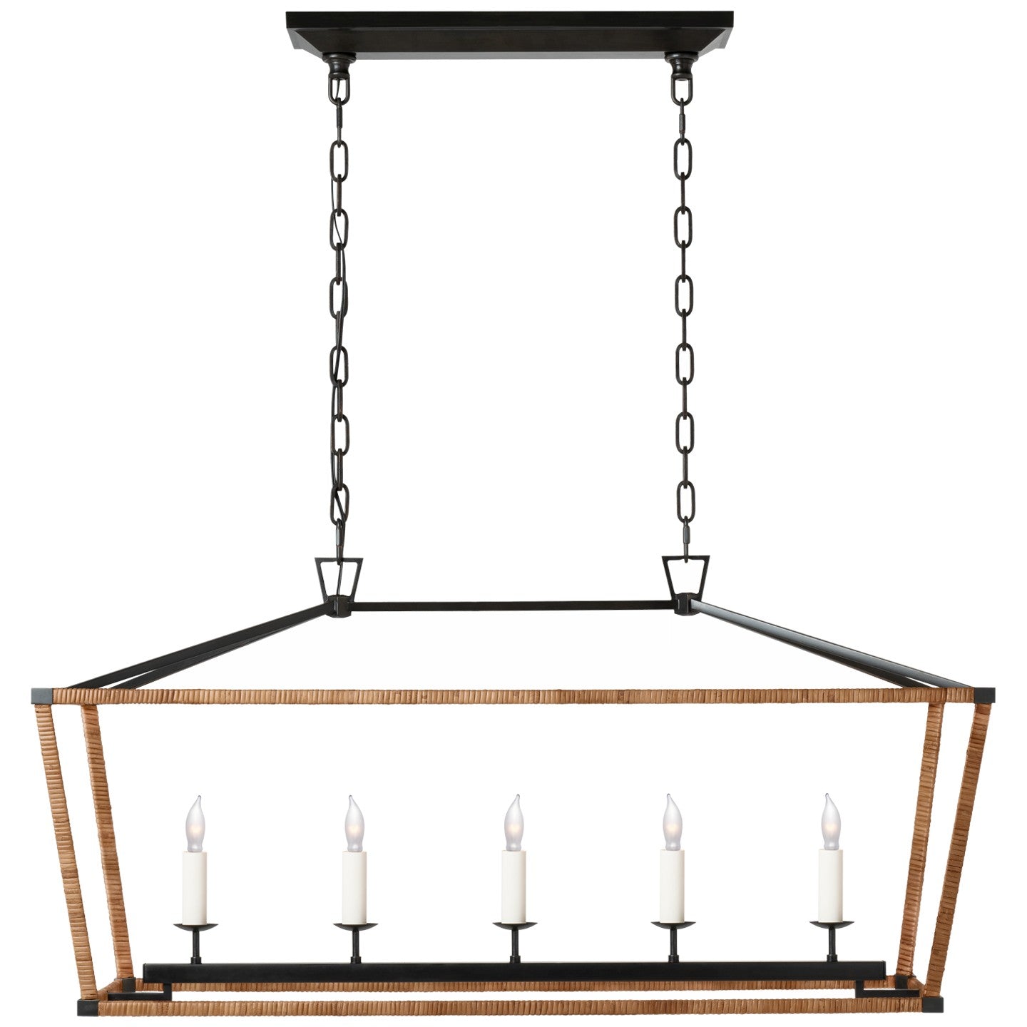 Visual Comfort Signature Canada - CHC 5765AI/NRT - LED Linear Lantern - Darlana Wrapped - Aged Iron and Natural Rattan