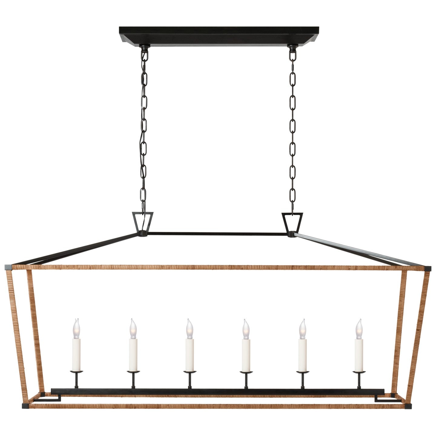 Visual Comfort Signature Canada - CHC 5766AI/NRT - LED Linear Lantern - Darlana Wrapped - Aged Iron and Natural Rattan