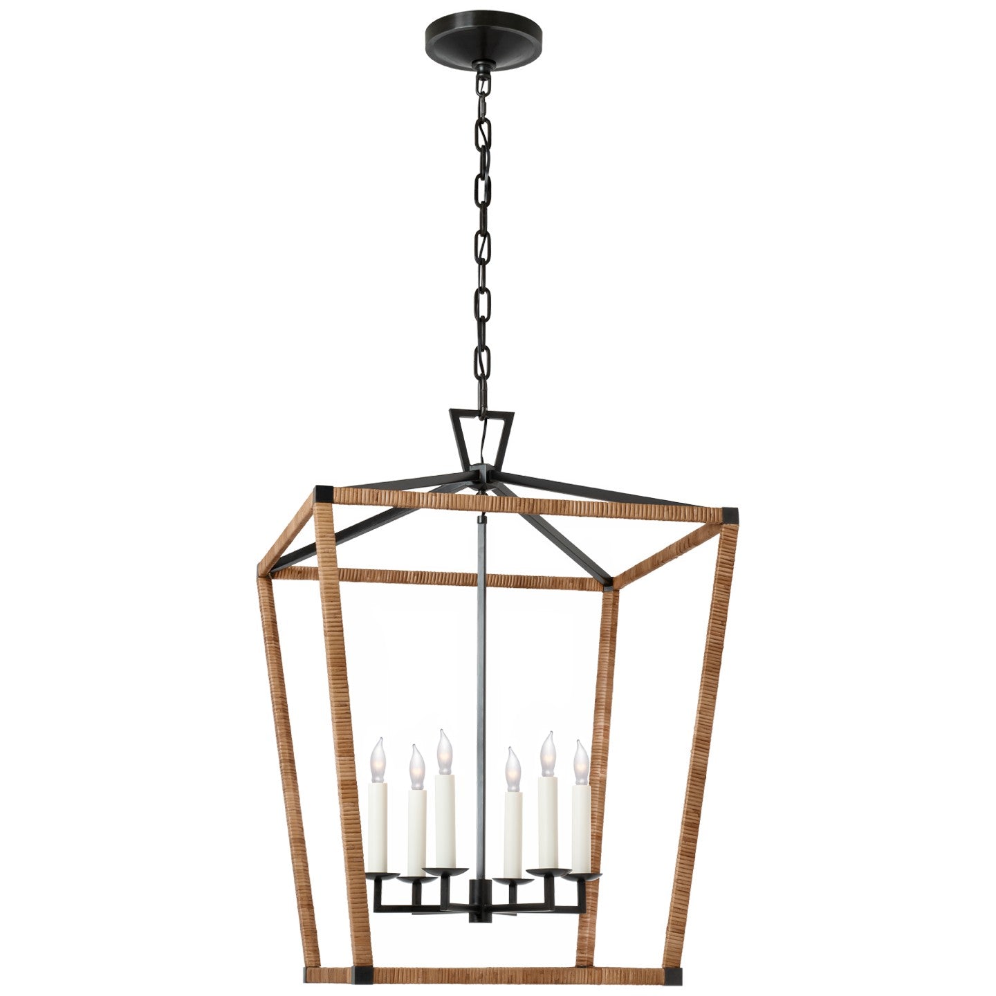 Visual Comfort Signature Canada - CHC 5879AI/NRT - LED Lantern - Darlana Wrapped - Aged Iron and Natural Rattan