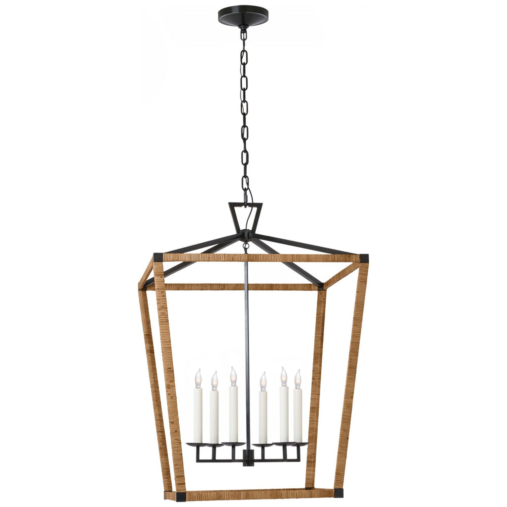 Visual Comfort Signature Canada - CHC 5881AI/NRT - LED Lantern - Darlana Wrapped - Aged Iron and Natural Rattan