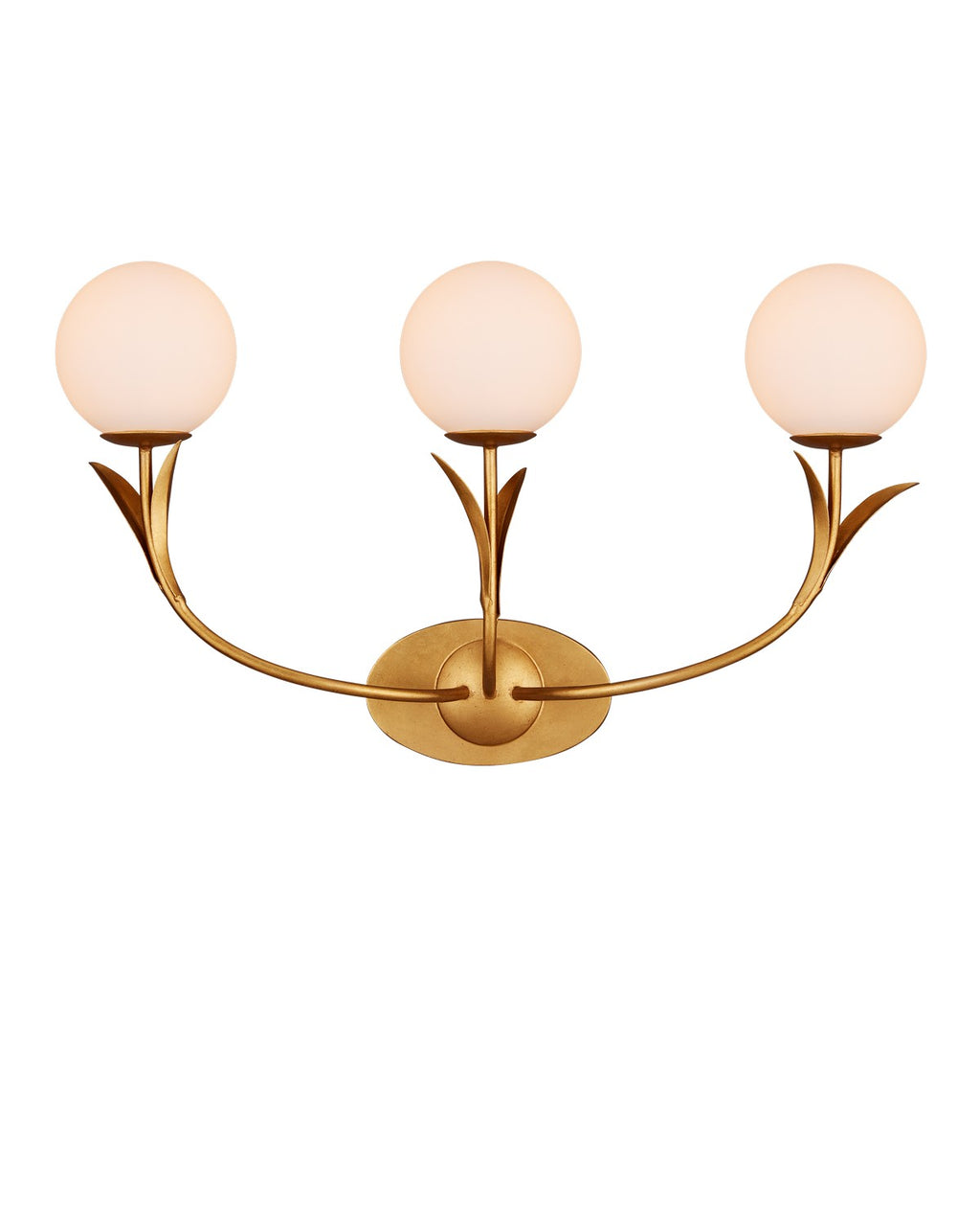 Currey and Company - 5000-0261 - Three Light Wall Sconce - Rossville Collection - Contemporary Gold Leaf/Sugar White/Frosted White