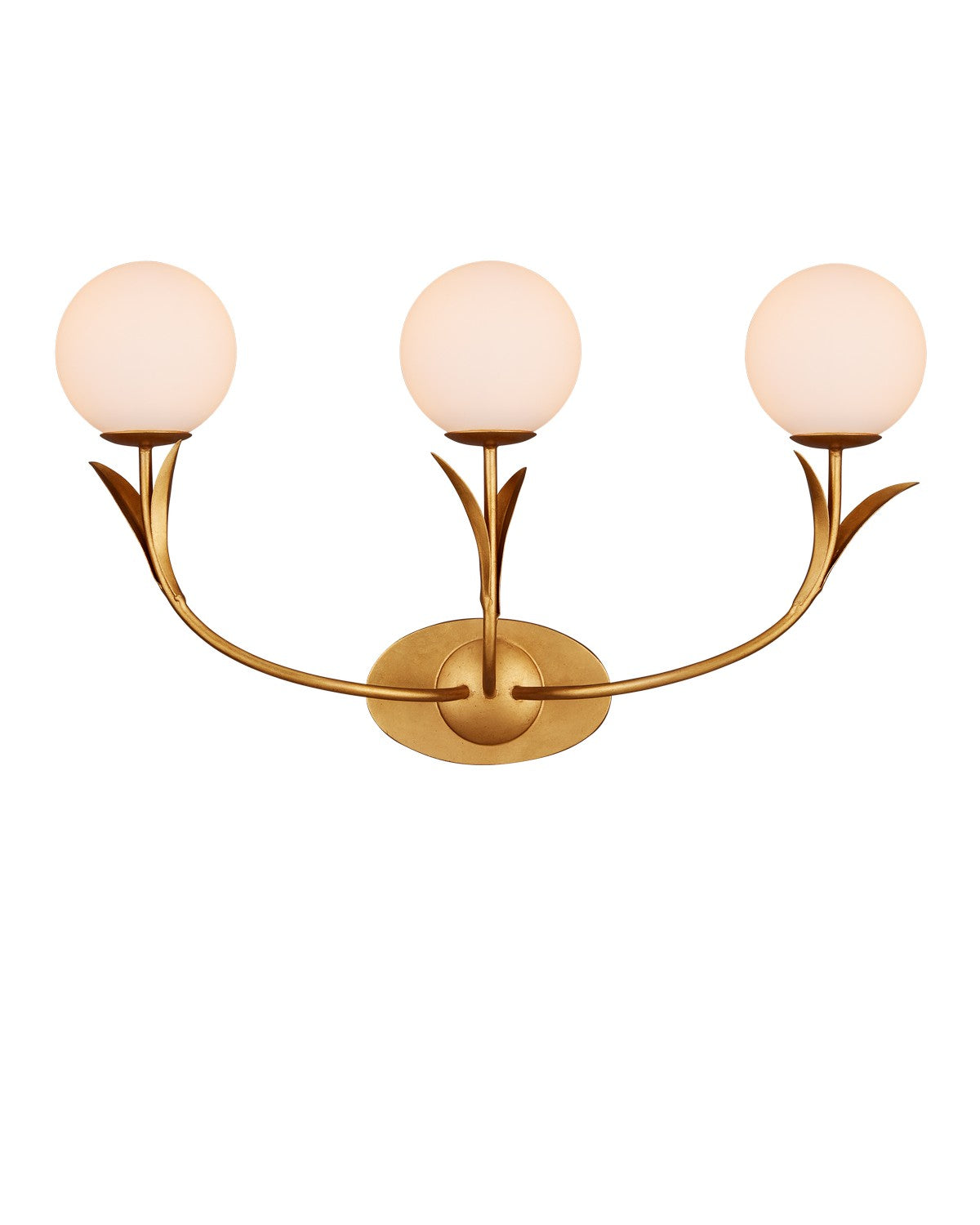 Currey and Company - 5000-0261 - Three Light Wall Sconce - Rossville Collection - Contemporary Gold Leaf/Sugar White/Frosted White