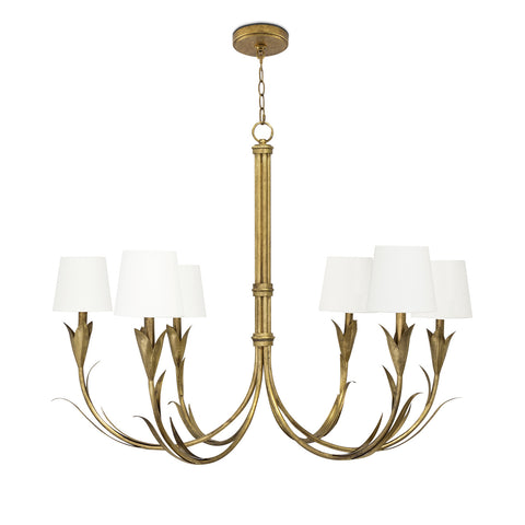 River Reed Chandelier, Antique Gold Leaf