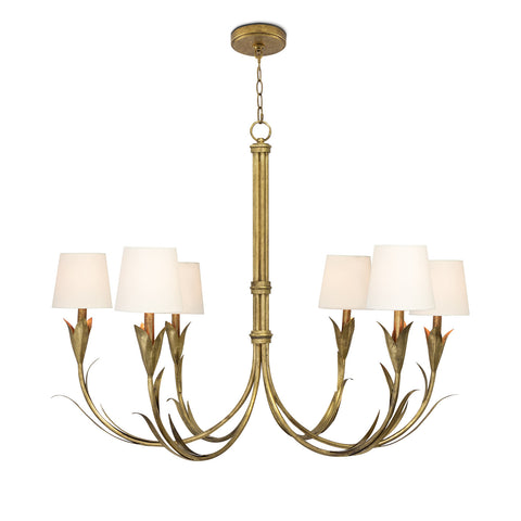 River Reed Chandelier, Antique Gold Leaf