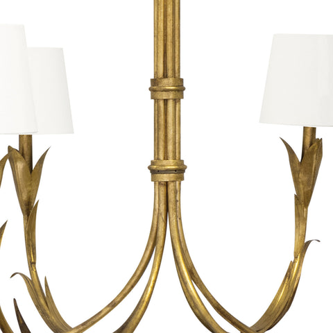 River Reed Chandelier, Antique Gold Leaf