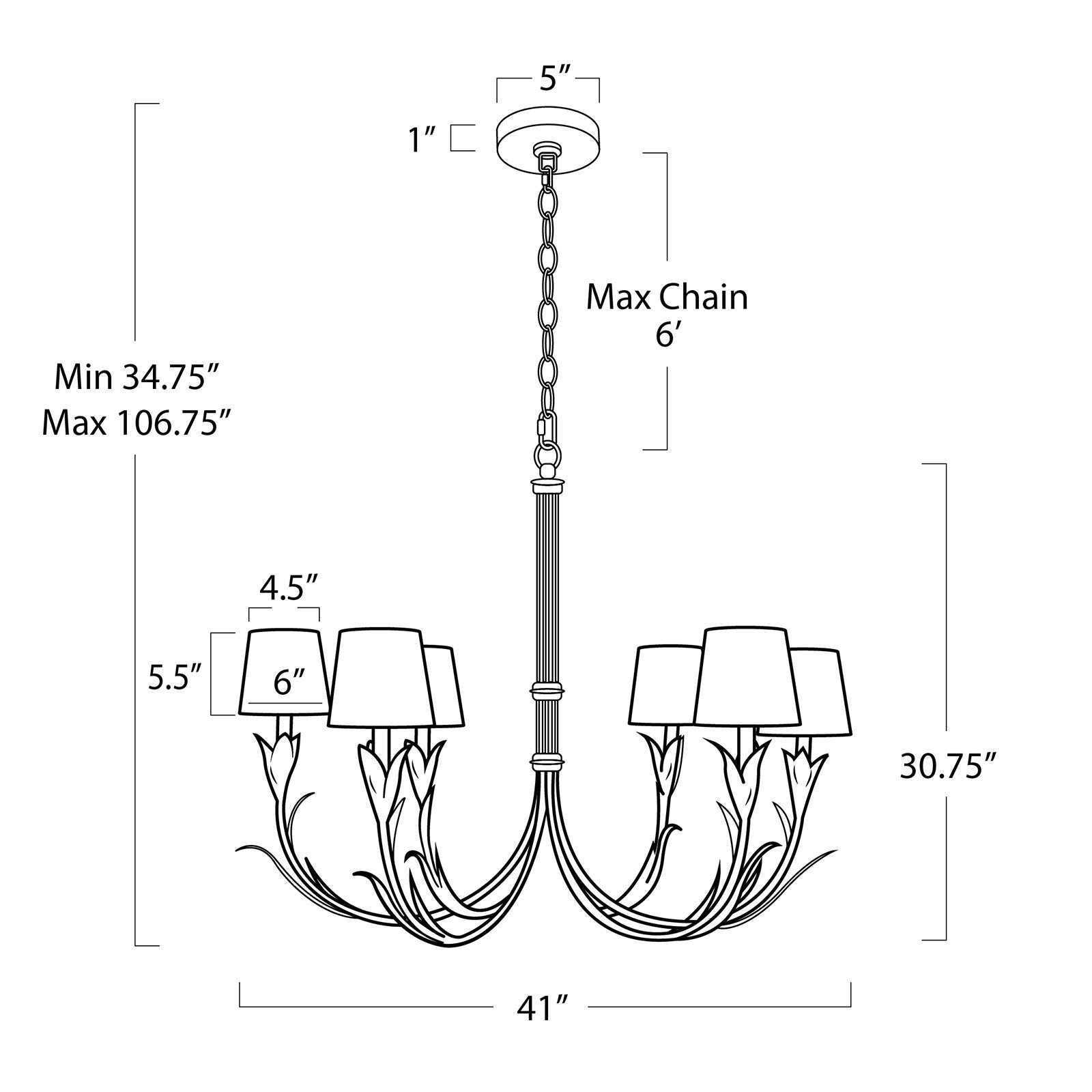 River Reed Chandelier, White
