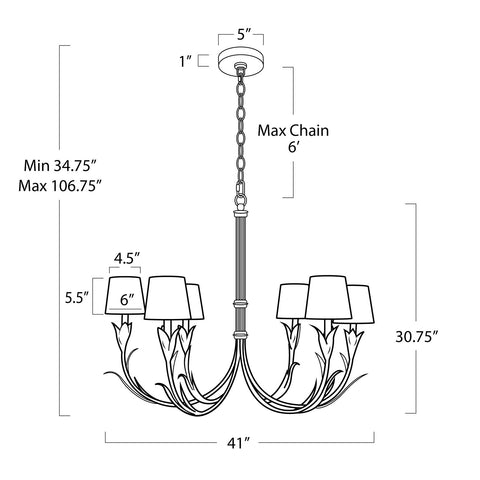 River Reed Chandelier, White