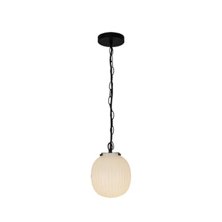 Alora Canada - PD579107MBGR - One Light Pendant - Cherise - Matte Black/Glossy Ribbed Opal Glass
