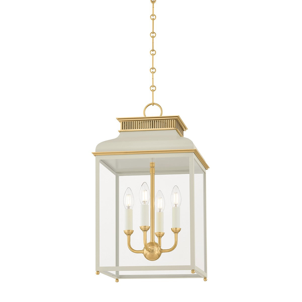 Hudson Valley Canada - MDS2400-AGB/OW - Four Light Lantern - Houghton - Aged Brass/Off-White