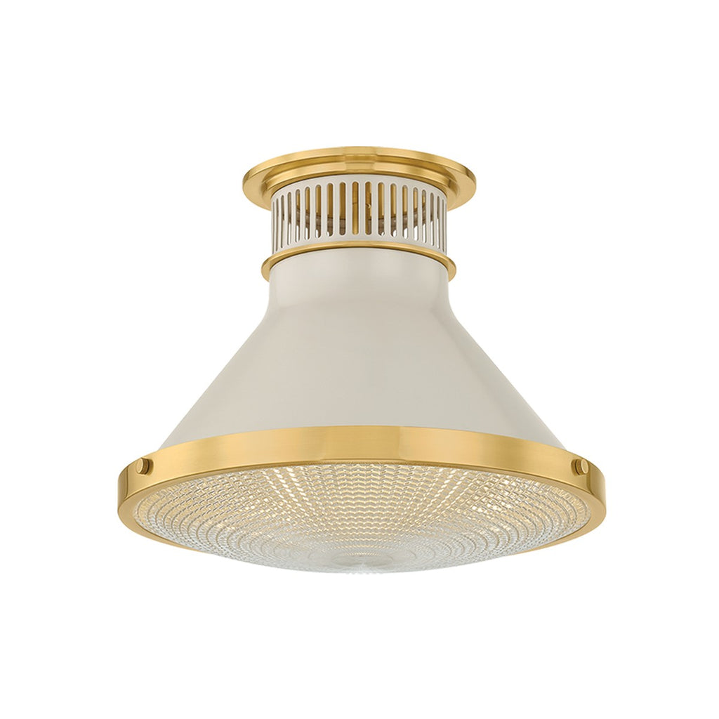 Hudson Valley Canada - MDS2402-AGB/OW - One Light Flush Mount - Highclere - Aged Brass/Off-White