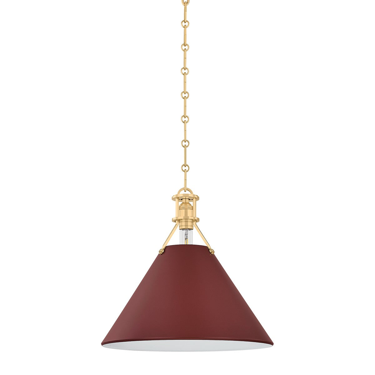 Hudson Valley Canada - MDS352-AGB/CRN - One Light Pendant - Painted No. 2 - Aged Brass/Soft Crimson