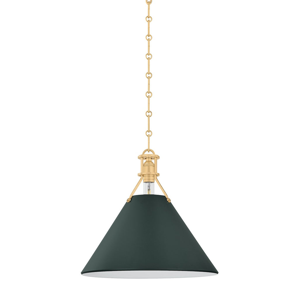 Hudson Valley Canada - MDS352-AGB/SSG - One Light Pendant - Painted No. 2 - Aged Brass/Soft Studio Green