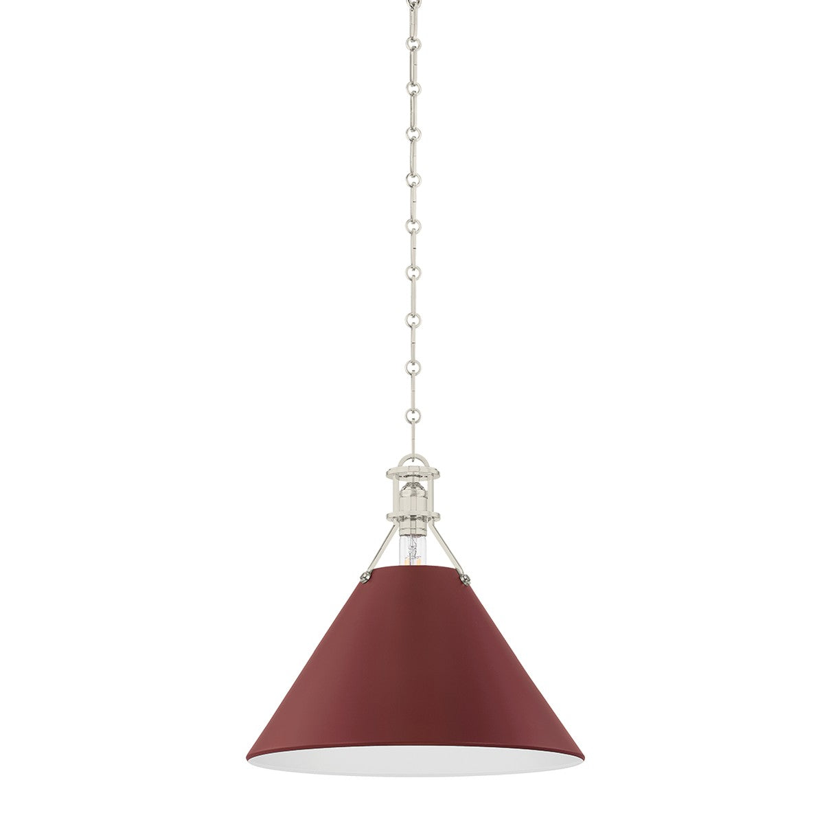 Hudson Valley Canada - MDS352-PN/CRN - One Light Pendant - Painted No. 2 - Polished Nickel/Soft Crimson