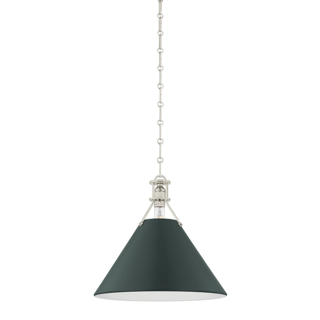 Hudson Valley Canada - MDS352-PN/SSG - One Light Pendant - Painted No. 2 - Polished Nickel/Soft Studio Green