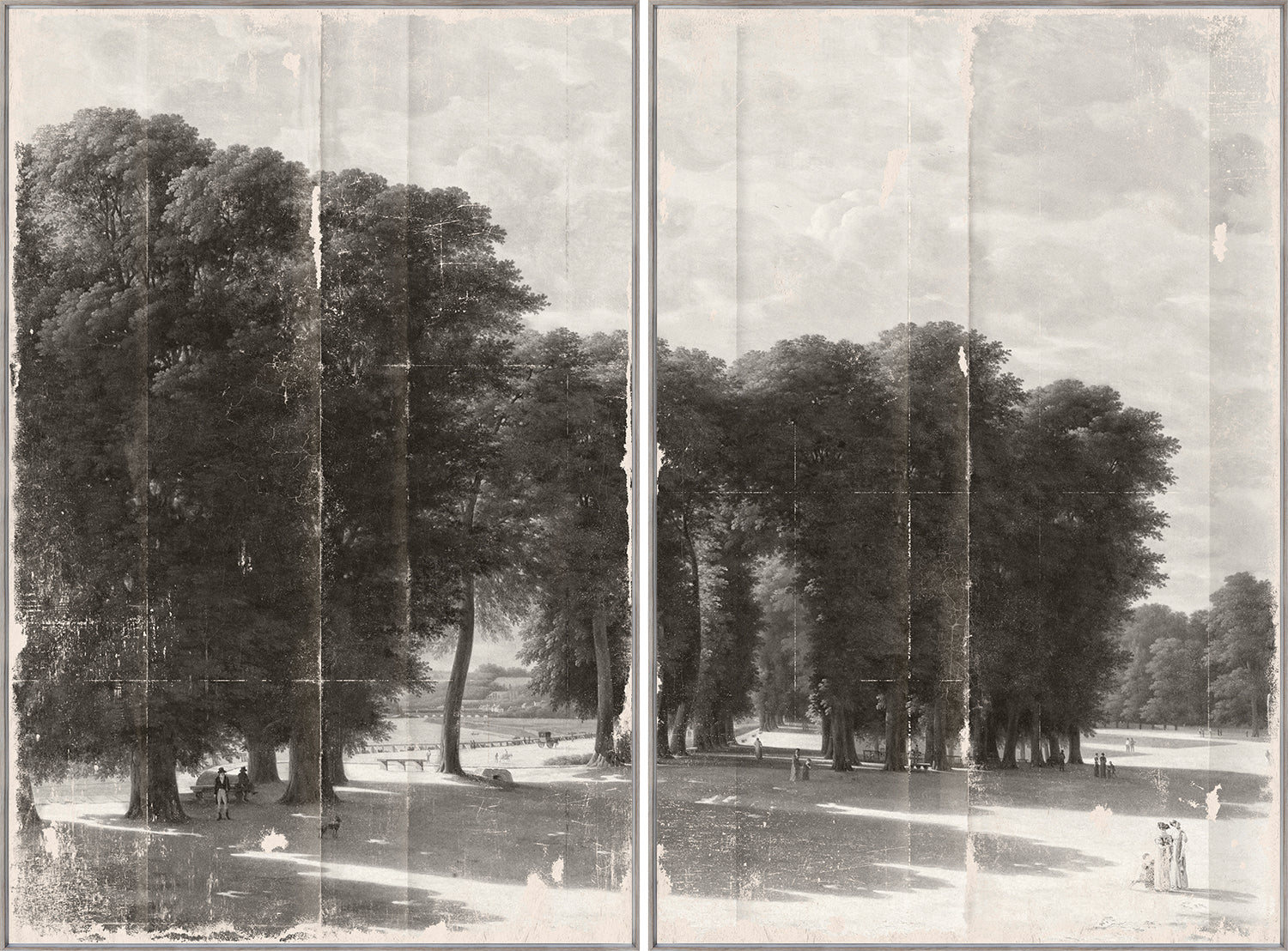 Grisaille Landscape Diptych