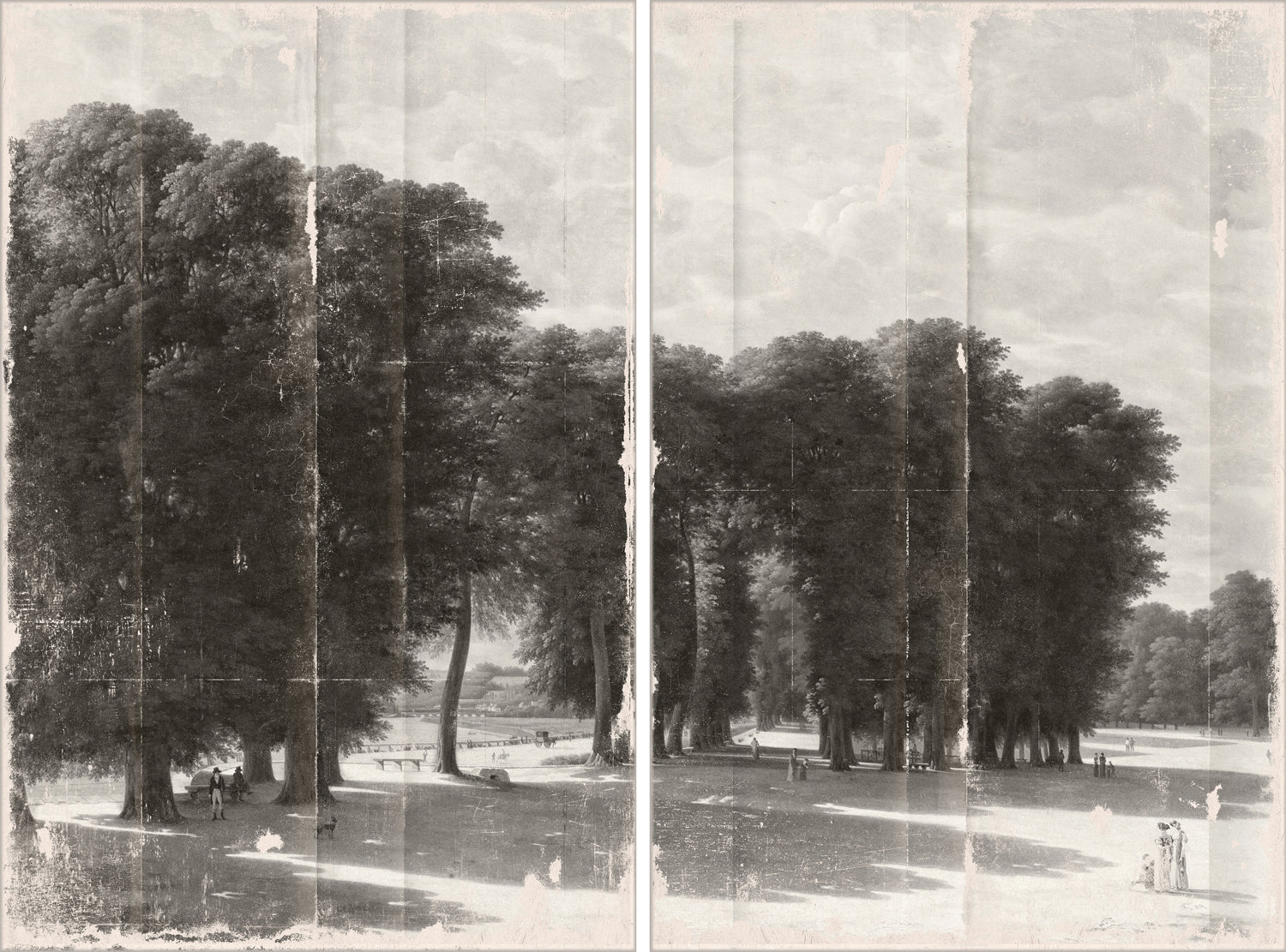 Grisaille Landscape Diptych