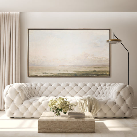 Dusty Blush Beach Framed Canvas