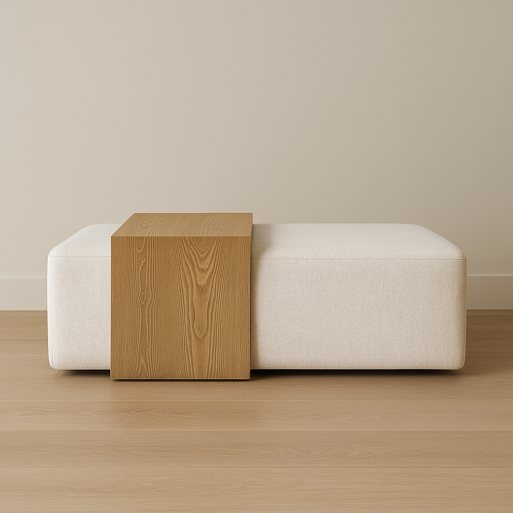 Blonde Oak Coffee Table Ottoman