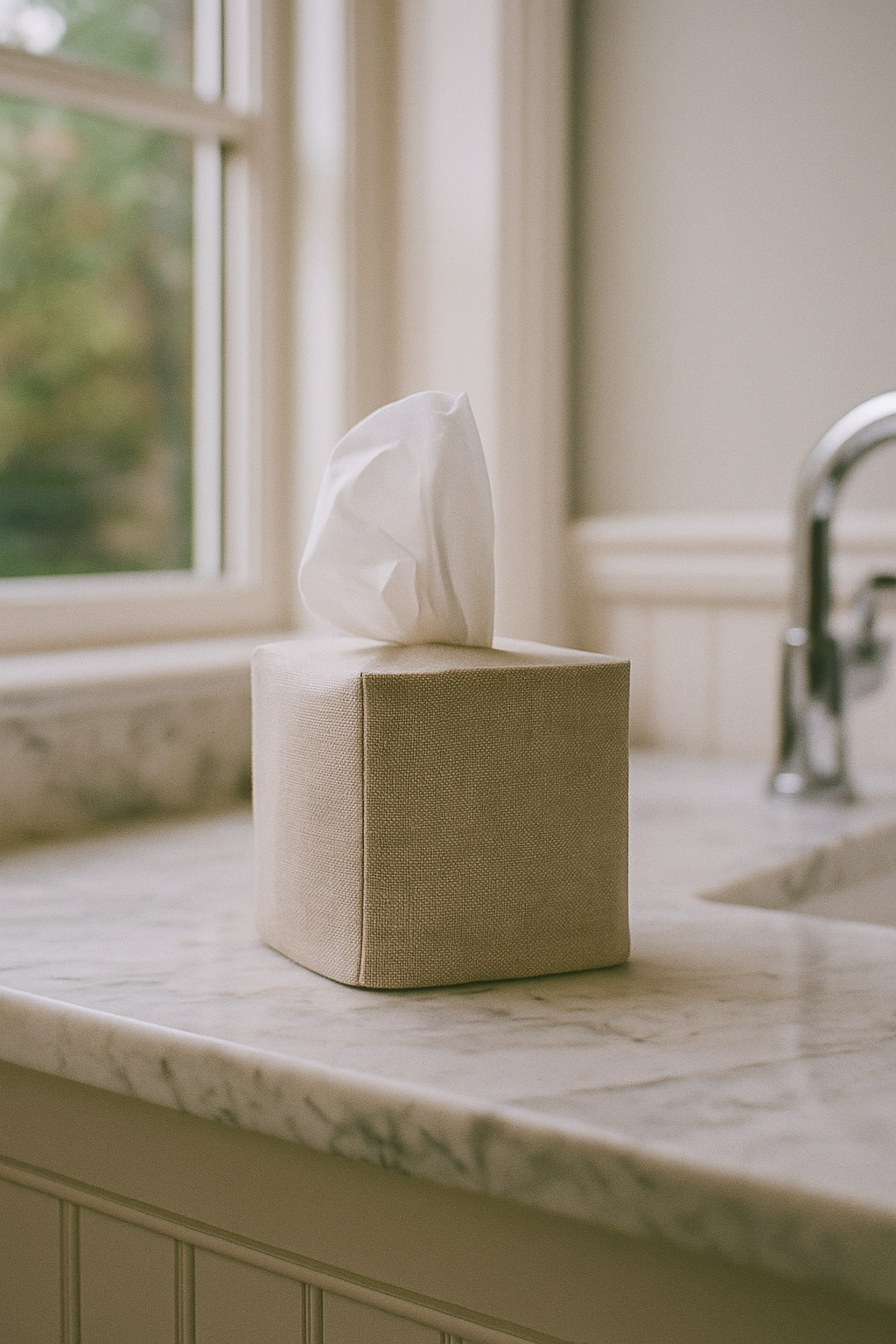 Savannah Oatmeal Linen Tissue Covers