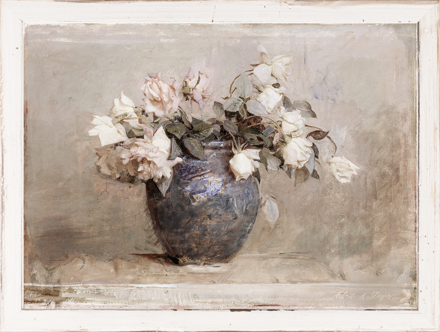 Petite Floral – Roses in a Blue Vase C. 1890