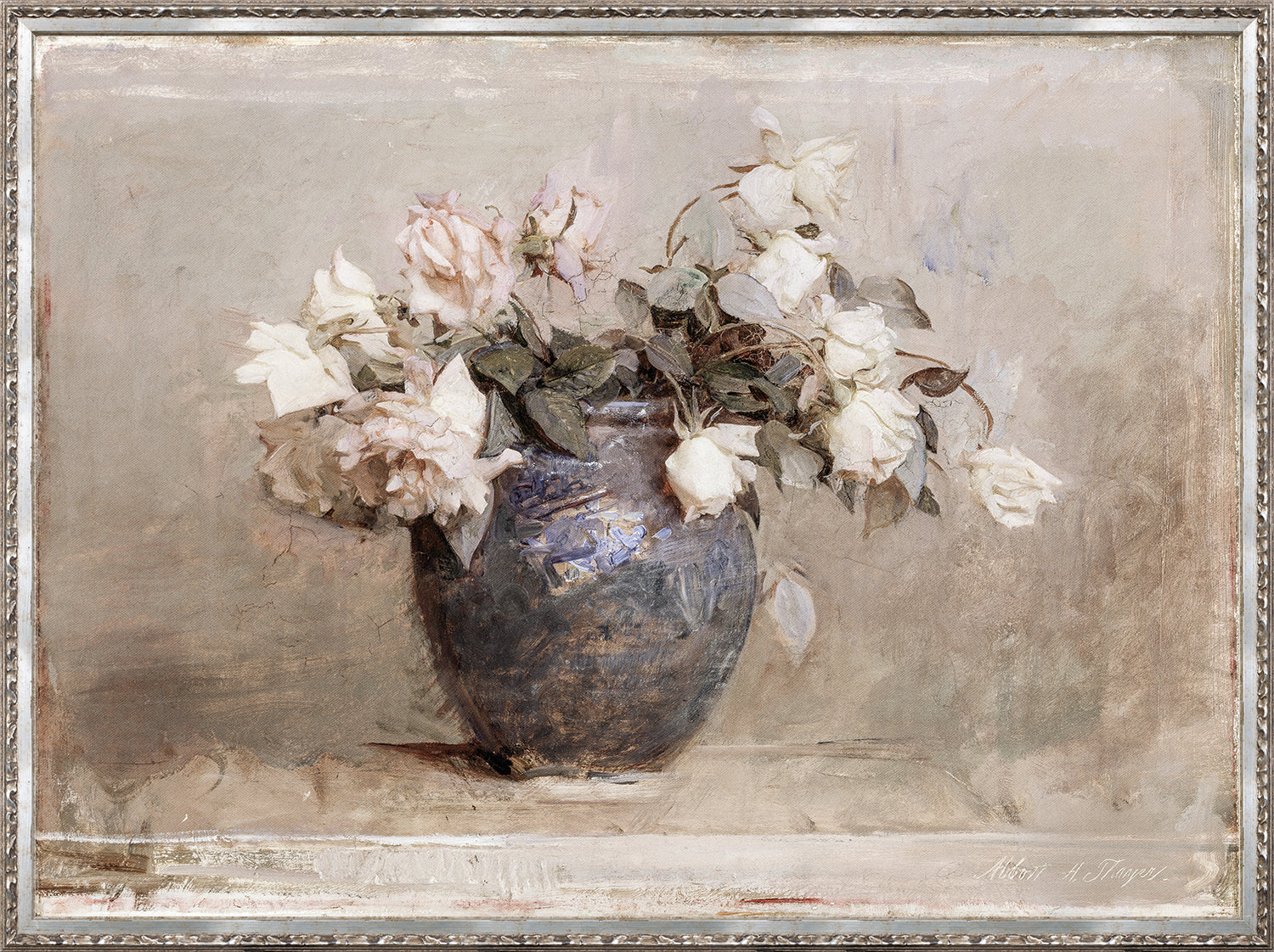 Roses in a Blue Vase C. 1890