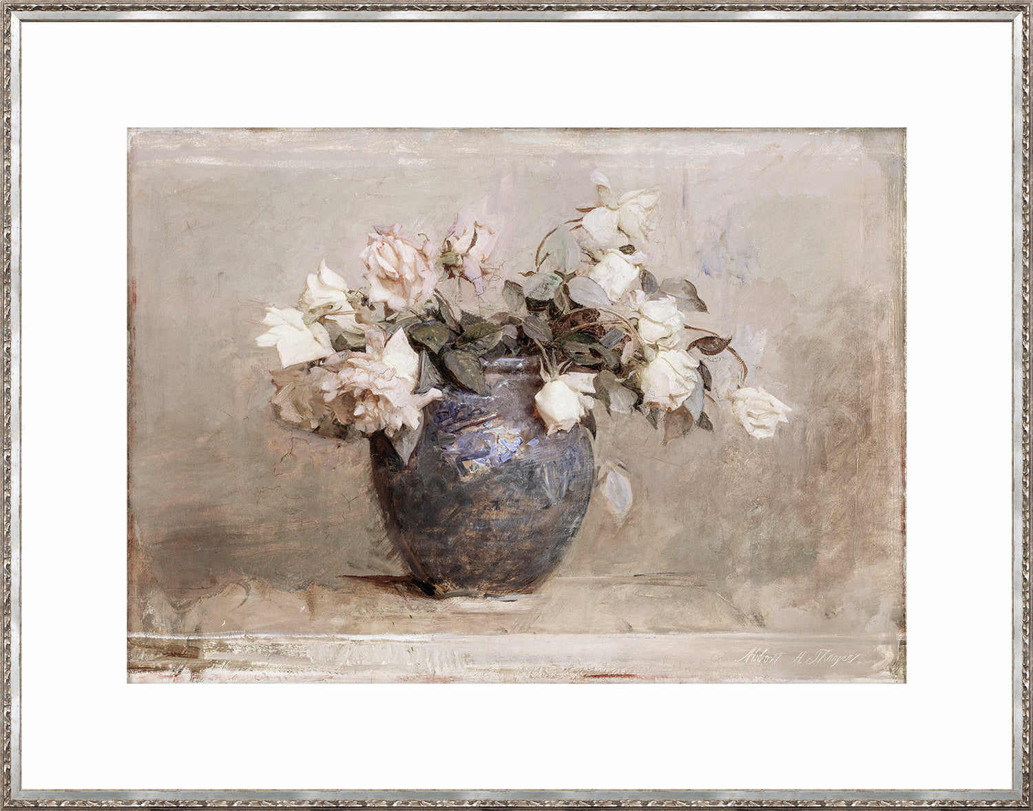 Roses in a Blue Vase C. 1890