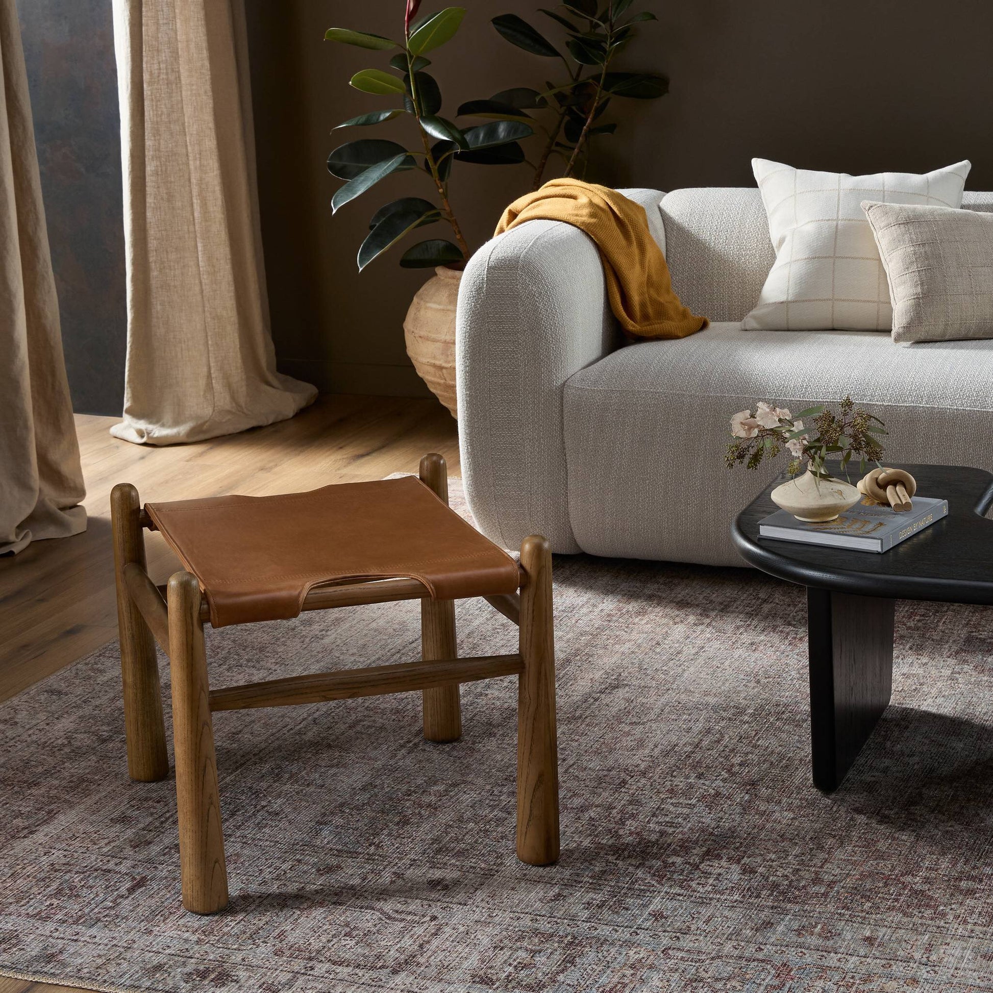 Orlando Leather Ottoman